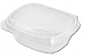 Ceci est un contenant rectangulaire transparent en APET avec un couvercle à charnière, conçu pour allier visibilité et praticité. La surface lisse et brillante améliore la transparence, idéale pour présenter des articles alimentaires. La base comporte une texture nervurée qui offre une solidité supplémentaire et aide à maintenir le contenu en place. Le contenant possède des parois légèrement courbées qui se rétrécissent vers un fond plat et stable. Le couvercle attaché par charnière est muni d'une fermeture à pression, assurant une étanchéité fiable pour préserver la fraîcheur et éviter les déversements. Son design polyvalent allie durabilité et apparence moderne, parfait pour l’emballage à emporter.